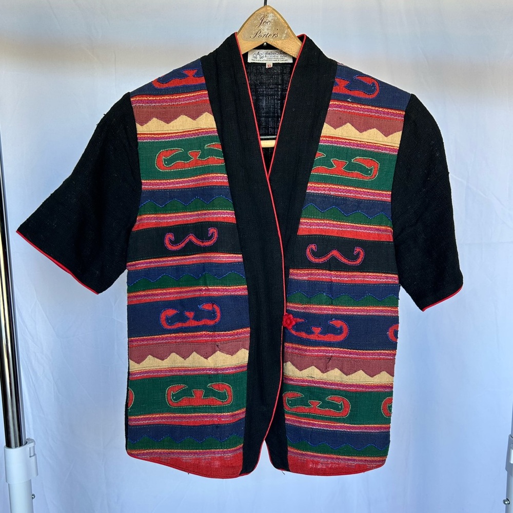 Vintage Thai Silk & Cotton Tapestry Vest Top size XL